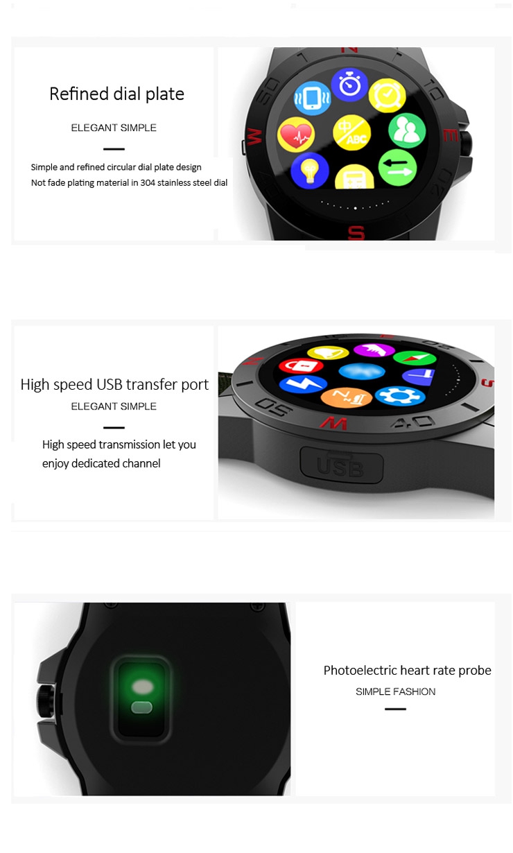 N10 Bluetooth 4.0 Smart Outdoor Sports Watch IP67 MTK2501 Heart Rate Monitor Hands-free Fithess Tracker Compass for Android iOS - Black