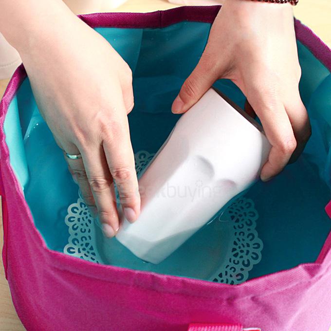 Portable Multi-purpose Folding Wash Basin for Outdoor Camping Hiking - Pink