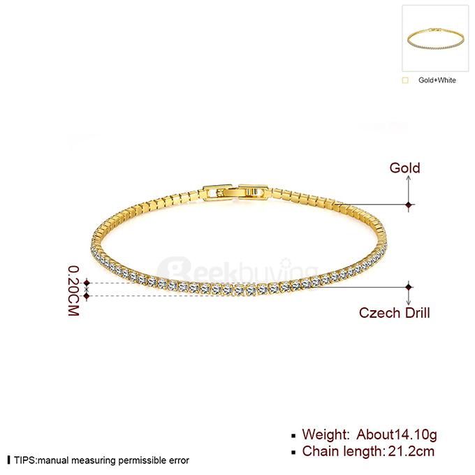 AKB005-A Fashionable Simple Geometric Designed Mosaic Zircon Tin Alloy Bracelets - Gold