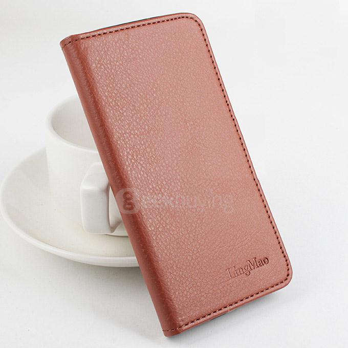 Litchi Texture Protective Hard Cover Flip Stand Leather Case for XIAOMI Redmi Note 3 / Redmi Note 3 Pro Smartphone - Brown