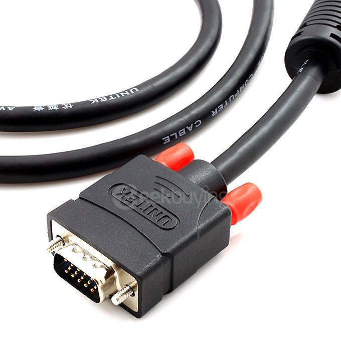 UNITEK Y-C503A Double Magnetic Ring Copper VGA Cable 3C + 6 Core 1.5M -Black