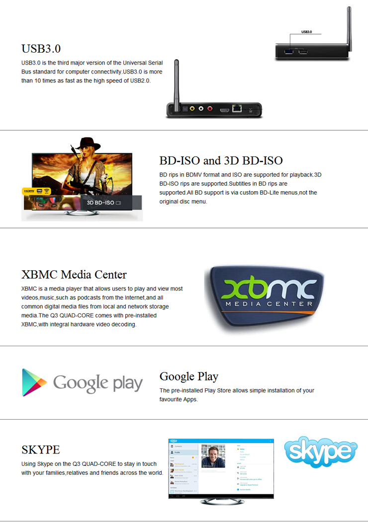 HiMedia Q3 HiSilicon 3798M 4K TV BOX Quad Core 1G/8G 802.11 b/g/n LAN HDMI H.265 USB3.0 KODI 3D Netflix AirPlay DLNA