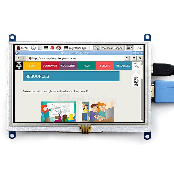 5inch HDMI LCD (B) 800x480 High Resolution with Transparent Case for For Raspberry Pi/BB BLACK/Banana Pi Mainboard/PC