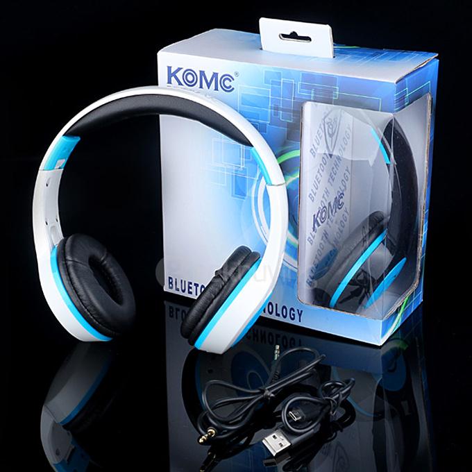 KOMC 6200 Bluetooth Audio Headset with Mic - White+Blue