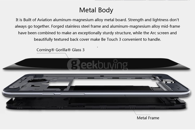 Ulefone Be Touch 3 5.5inch FHD 4G LTE Smartphone Android 5.1 3GB 16GB 64bit MTK6753 Octa Core 1.3GHz 13.0MP - Metal Grey
