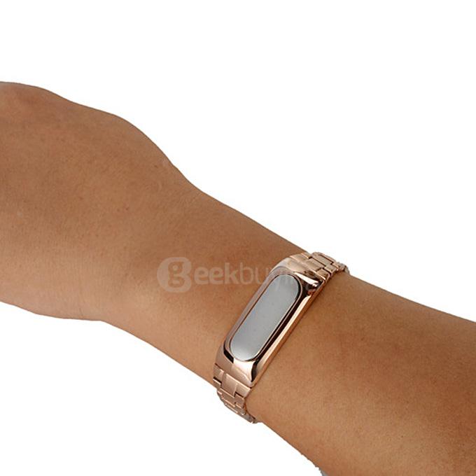 Xiaomi MiBand Replaceable Stainless Steel Band Strap with Stainless Steel Case - Golden