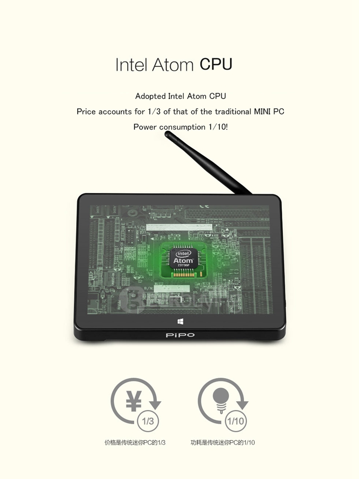 [Spain Stock] PIPO X9 8.9 inch 2G/64G Dual Boot Windows 10 Android 4.4 Tablet Mini PC Intel Z3736F Quad Core WiFi Bluetooth Ethernet HDMI