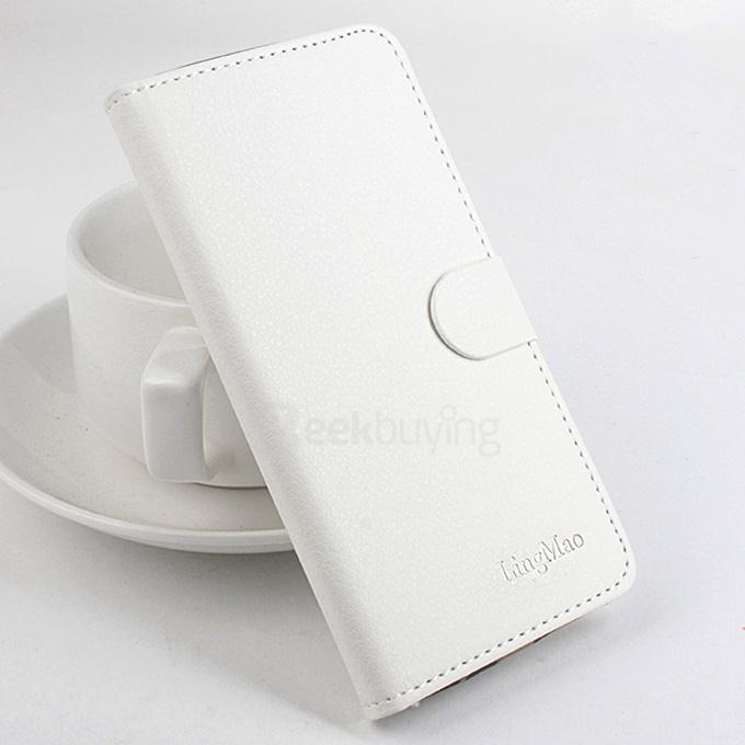 LingMao Litchi Peel Texture Protective Hard Cover Flip Stand Leather Case for Lenovo Vibe P1M 5.0inch - White