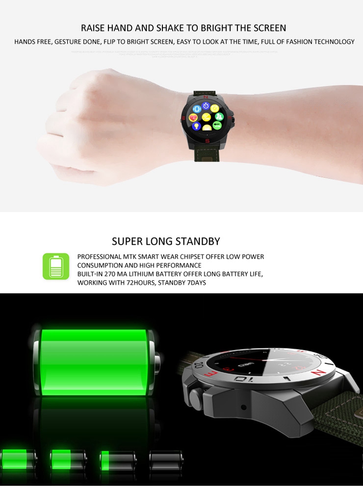N10 Bluetooth 4.0 Smart Outdoor Sports Watch IP67 MTK2501 Heart Rate Monitor Hands-free Fithess Tracker Compass for Android iOS - Black