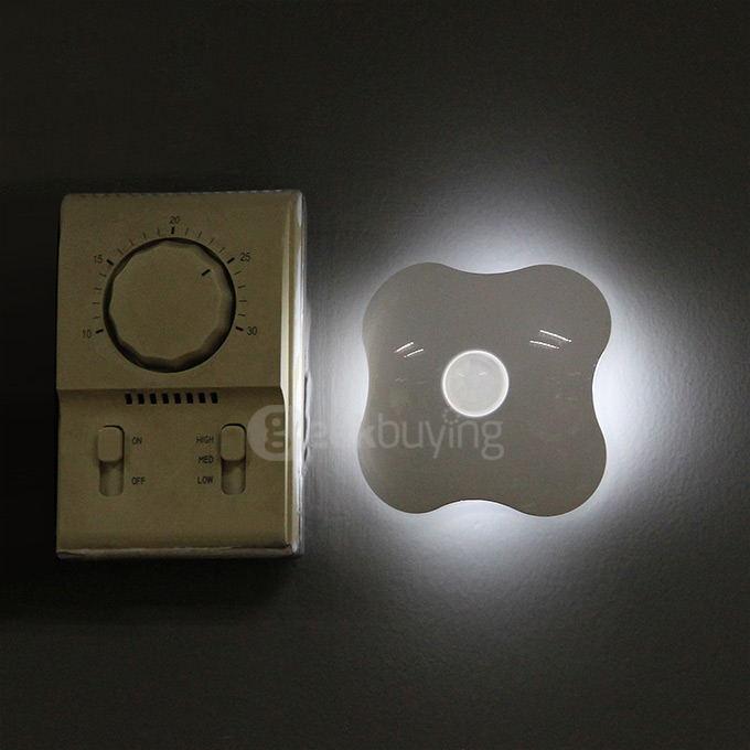 Clover Style Rechargeable 6-LED Human Body Sensor Light Control Night Lamp - White Light