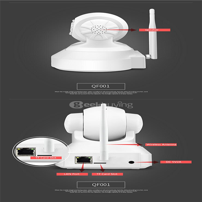 ESCAM QF001 WiFi 720P Smart Wireless Webcam Security Camera - White