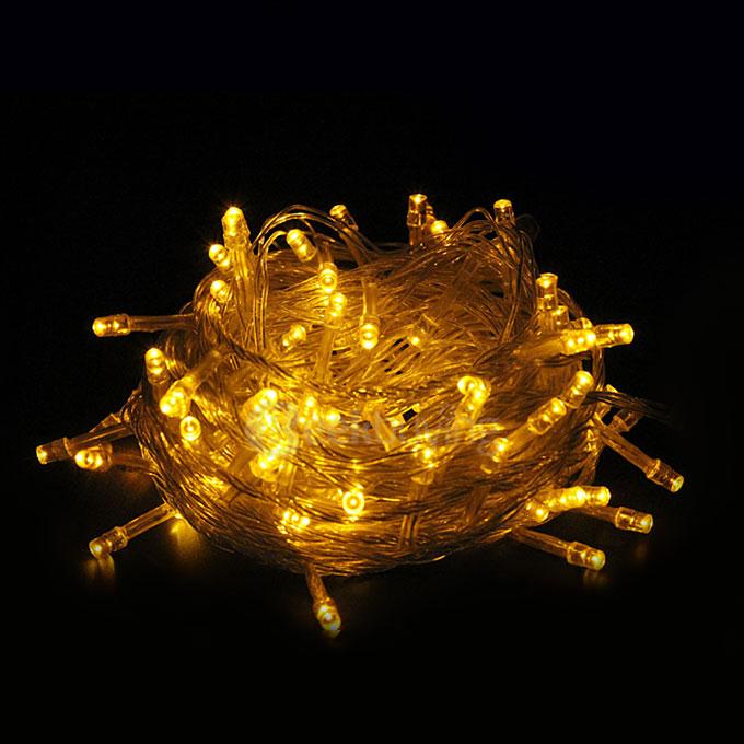 10M Battery Powered 100 LED Starry Fairy String Light Lamp for Festival Party Decoration  - Yellow Light