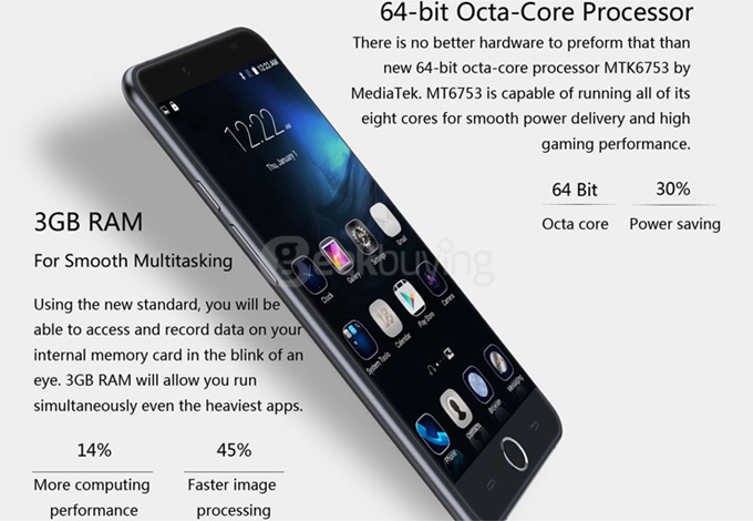 Ulefone Be Touch 3 5.5inch FHD 4G LTE Smartphone Android 5.1 3GB 16GB 64bit MTK6753 Octa Core 1.3GHz 13.0MP - Metal Grey