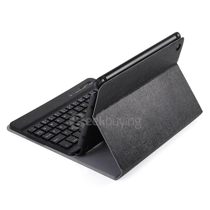 Removable Folding Bluetooth Keyboard with PU Leather Cover Case for IPAD MINI Tablet - Black