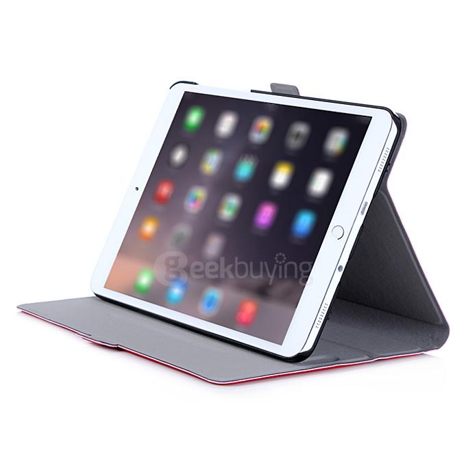 360 Degree Rotation PU Leather Cover Case Stand for Apple iPad Mini 4 Tablet PC - Red