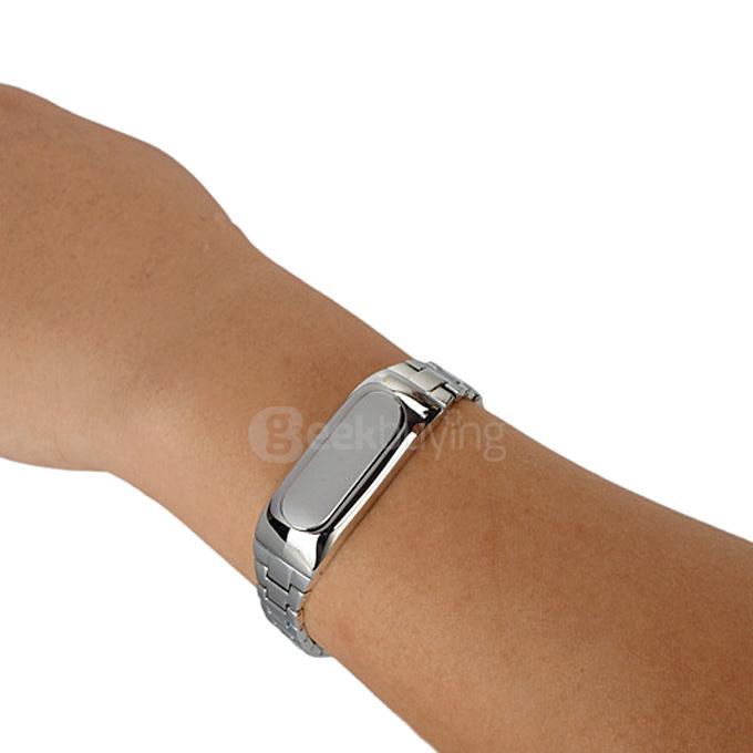 Xiaomi MiBand Replaceable Stainless Steel Band Strap with Stainless Steel Case - Silver