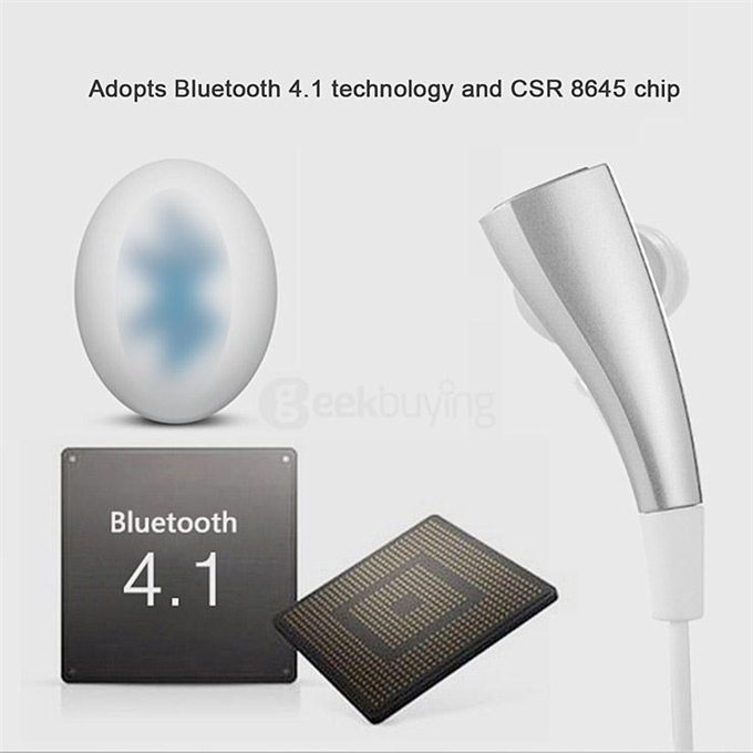 Dacom Magnetic Wireless Bluetooth Sports Stereo Earphones BT4.1 Sweatproof Headphones Handsfree with Mic - Silver+White