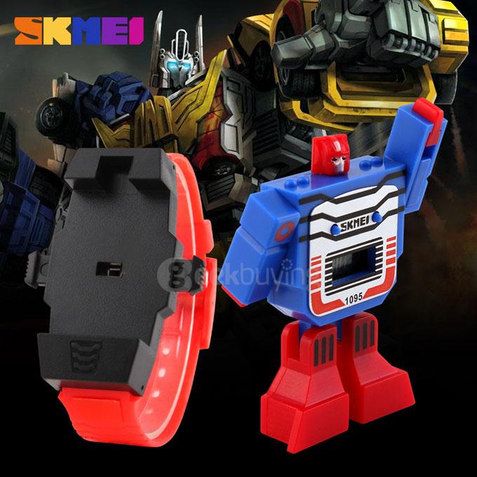 SKMEI 1095 Detachable Transformers Cartoon Robot Toys Watch LED Digital Children Kids Sports Electronic Watch - Red