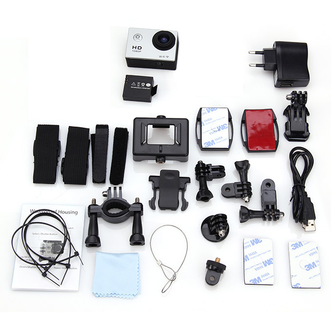 New WiFi Action Camera 12MP 1080P H.264 1.5 Inch 170 Wide Angle Lens Waterproof Diving HD Camcorder SJ4000 Style - Sliver