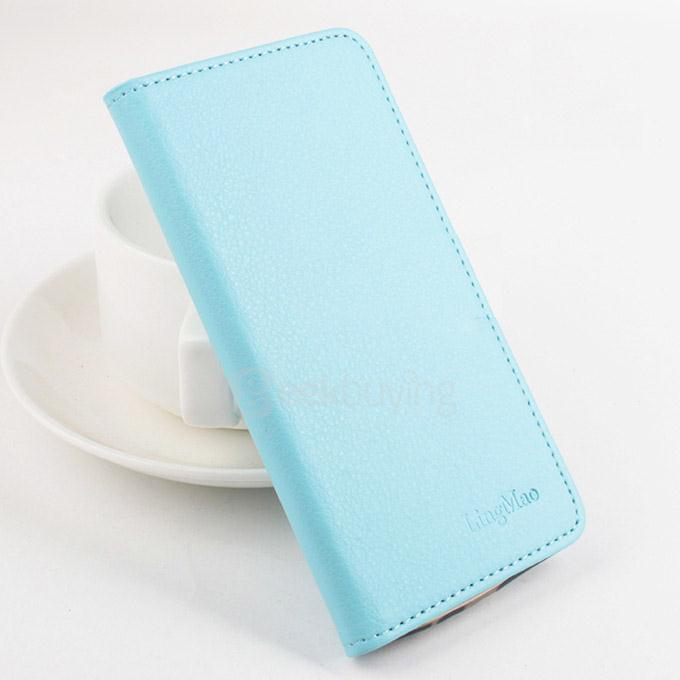 Litchi Texture Protective Hard Cover Flip Stand Leather Case for XIAOMI Redmi Note 3 / Redmi Note 3 Pro Smartphone - Blue