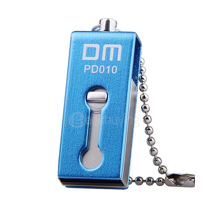 DM PD010 32GB Double Plug USB2.0 Metal USB OTG Flash Drive Mini Rotating U Disk For Phone Computer PC - Blue