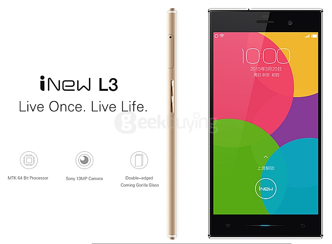 iNew L3 4G LTE 5.0inch Android 5.0 2GB 16GB Smartphone MT6735 Quad Core 13.0MP 1.5A Fast Charge Miracast Hotknot -White