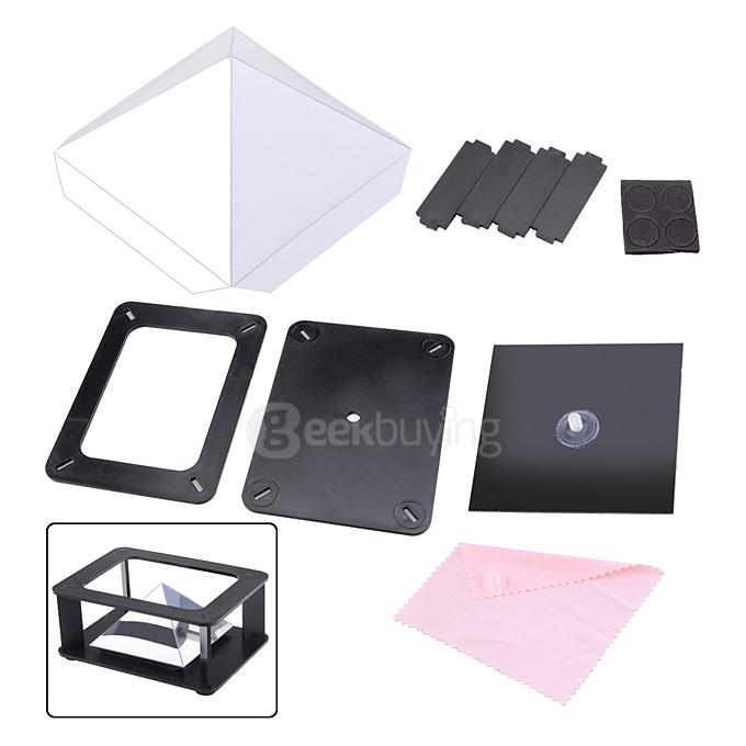DIY HD Pyramid 3D Holographic Projection Pyramid MV Projector Case Kit - Black + Transparent