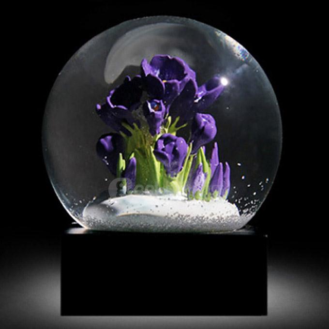Creative Purple Flower Crystal Ball Snow Globe