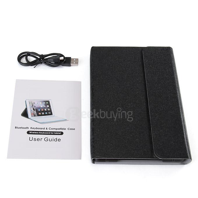 Removable Folding Bluetooth Keyboard with PU Leather Cover Case for IPAD MINI Tablet - Black