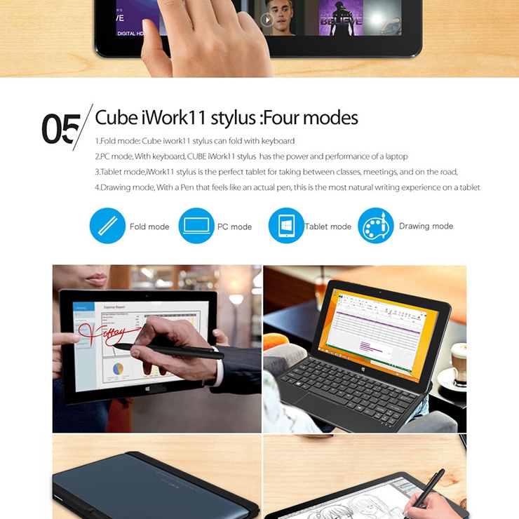 [Spain Stock] CUBE iWork11 Stylus Tablet PC 10.6 inch Windows10 4GB/64GB Intel Cherry Trail Z8300 Quad Core 1.84GHz IPS 1920*1080 - Deep Blue