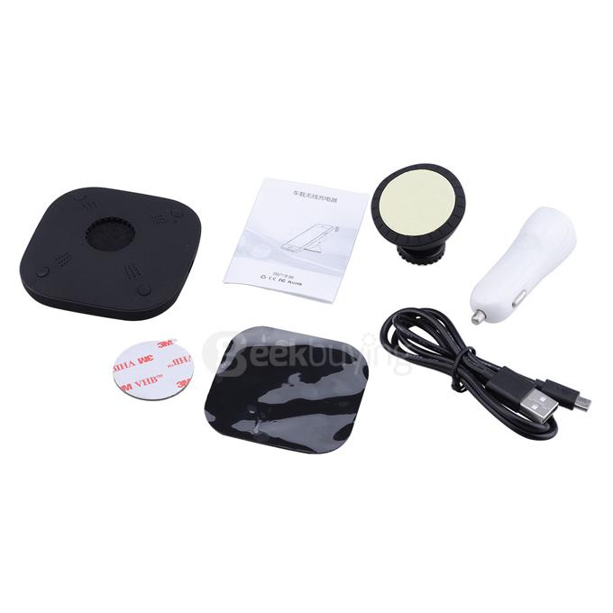 QI Standard 360 Degrees Rotary Wireless Car Charger for Samsung S6 - Black