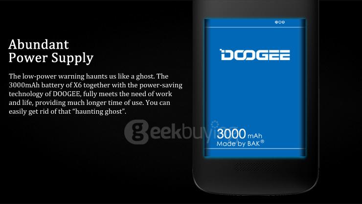 [HK Stock] Doogee X6 5.5inch HD 1280x720 Android 5.1 Smartphone MTK6580 Quad Core 8.0MP 1GB RAM 8GB ROM Dual SIM - White