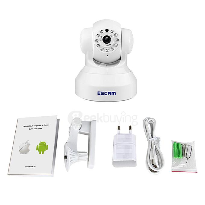 ESCAM QF001 WiFi 720P Smart Wireless Webcam Security Camera - White