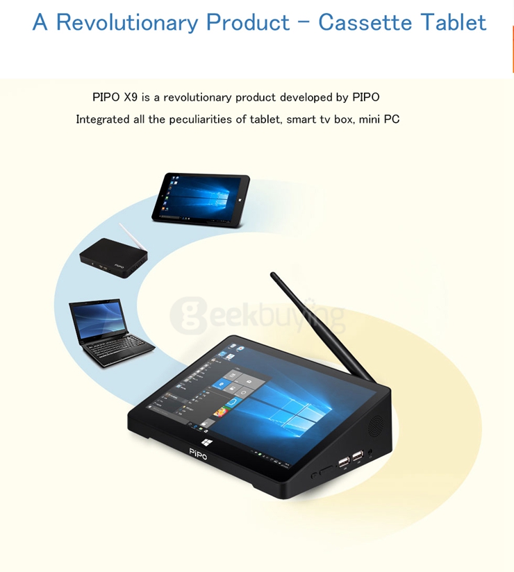 [Spain Stock] PIPO X9 8.9 inch 2G/64G Dual Boot Windows 10 Android 4.4 Tablet Mini PC Intel Z3736F Quad Core WiFi Bluetooth Ethernet HDMI