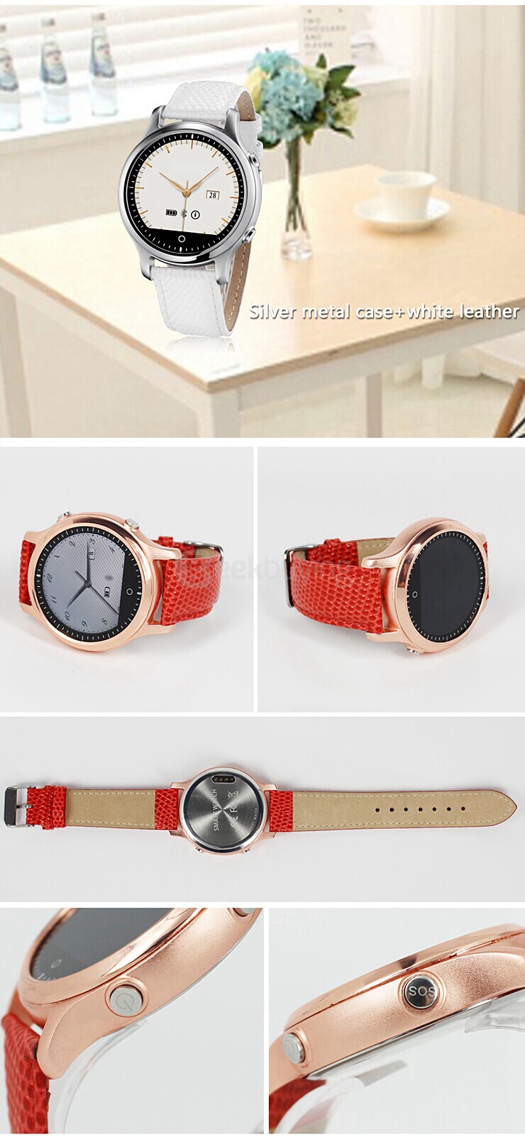 ZGPAX S360 Multilingual Smart Watch MTK2502 BT4.0 With SOS Emergency Call Sleep Monitor  - Red