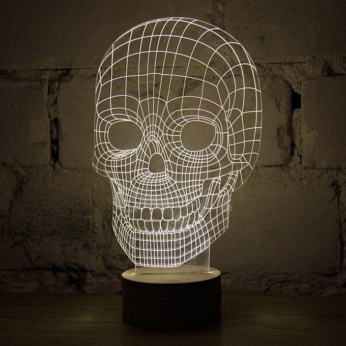 Skull 3D Cartoon USB Mood LED Lamp Creative Atmosphere Table Lamp Night Light - Warm White