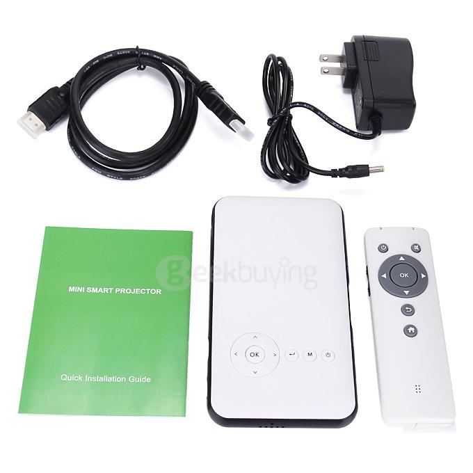 D02 Android 4.4 RK3128 LED Projector Mini Pocket Projector 2.4G/5G WiFi HDMI USB Home Theater