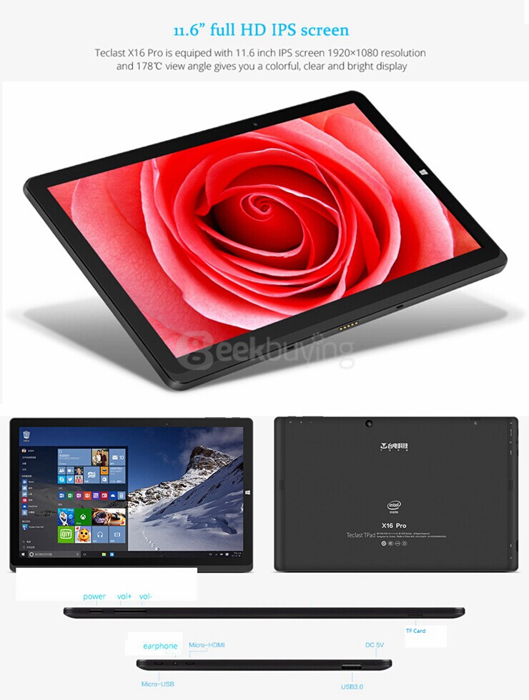 [Bundle] Teclast X16 Pro Dual OS Windows10 & Android5.1 4GB/64GB 11.6