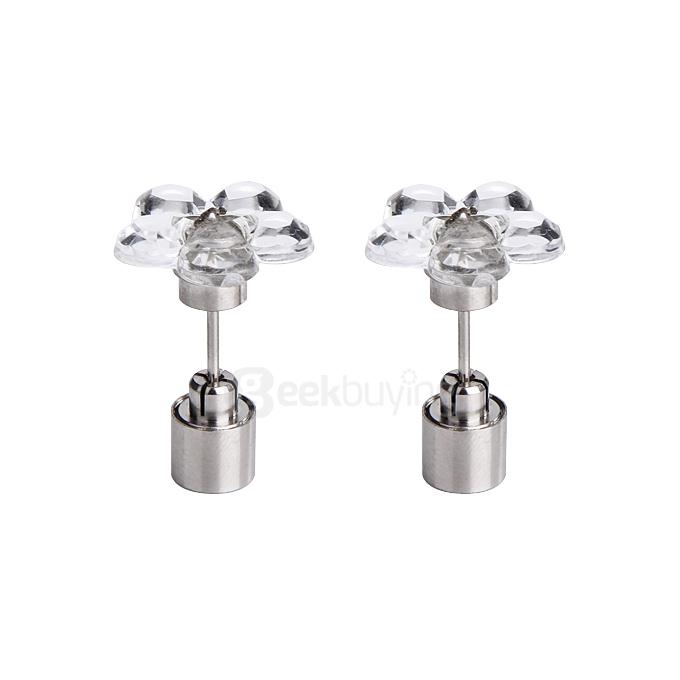LED Luminous Petals Korean Style Diamond Earrings - Pink