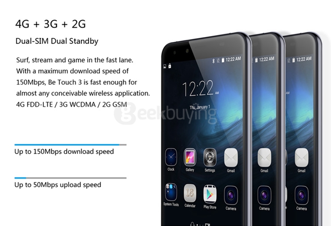 Ulefone Be Touch 3 5.5inch FHD 4G LTE Smartphone Android 5.1 3GB 16GB 64bit MTK6753 Octa Core 1.3GHz 13.0MP - Metal Grey