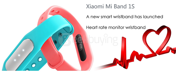 [Package C][HK Stock](Official Global Version) Original Xiaomi Mi Band 1S Heart Rate Monitor Smart Bracelet (Black) + TPU Strap (Pink)