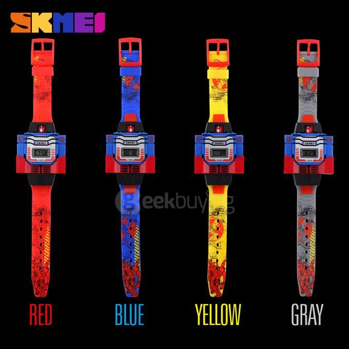 SKMEI 1095 Detachable Transformers Cartoon Robot Toys Watch LED Digital Children Kids Sports Electronic Watch - Red