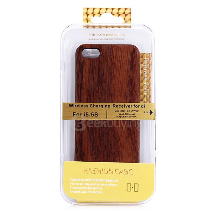 QI Wireless Charging Receiver Simple Designed for Apple iPhone 5 iPhone 5S - Sapele Wood