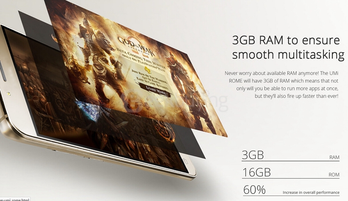 Umi ROME 5.5 inch HD 4G FDD LTE Android 5.1 3GB RAM 16GB ROM Smartphone MTK6753 Octa Core 1.3GHz - Gold