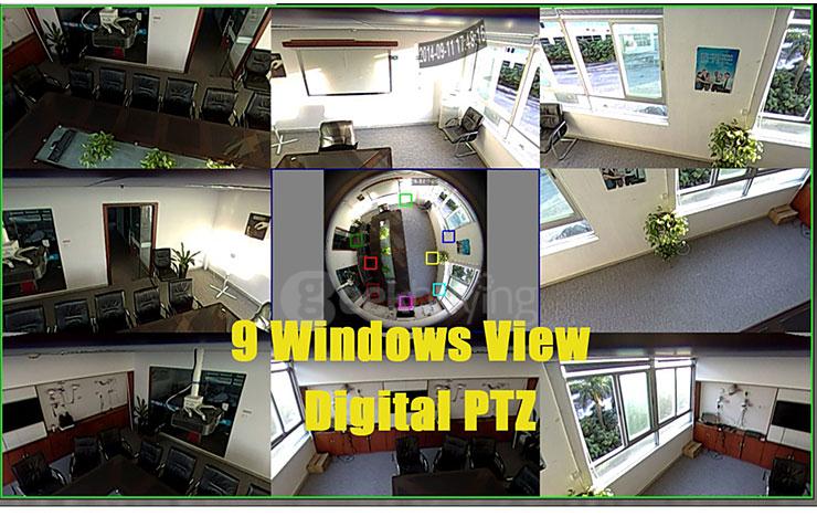 Escam Panarama QP130 3D 1.3MP Fish Eye 1280*1024 H.264 Onvif P2P Day/Night Network IP Camera - US Plug