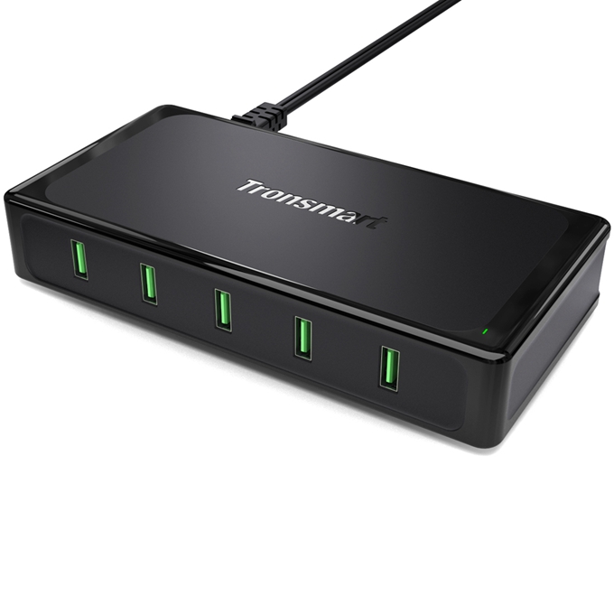 Tronsmart Titan 90W 5 Ports USB Desktop Charger Station 2-3 Times Faster Quick Charge with 1.5M AC Cable for Qualcomm Quick Charge 2.0 Compatible Devices iPhone 6 6S 6 Plus iPad Samsung Note 5 S6 S6 Edge - UK Plug