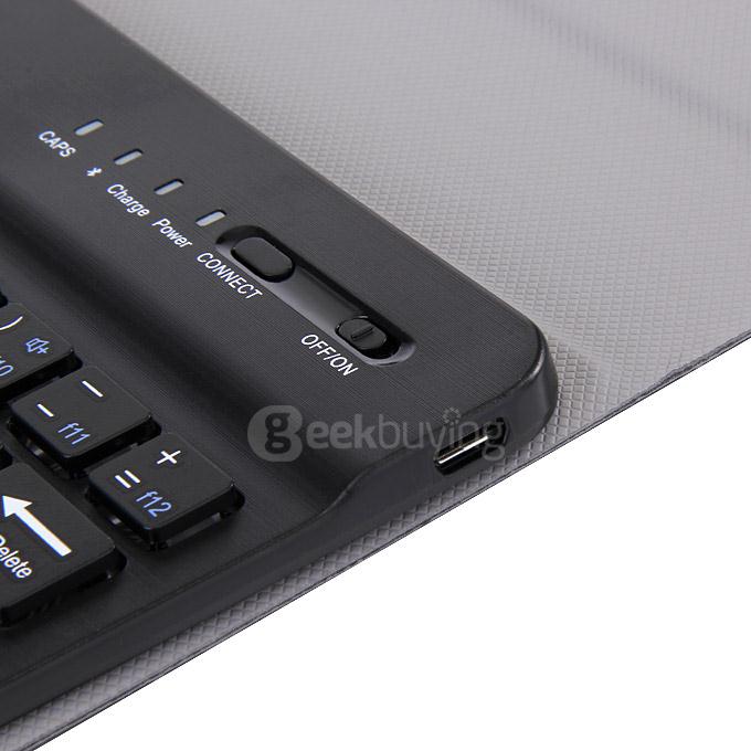 Removable Folding Bluetooth Keyboard with PU Leather Cover Case for IPAD MINI Tablet - Black