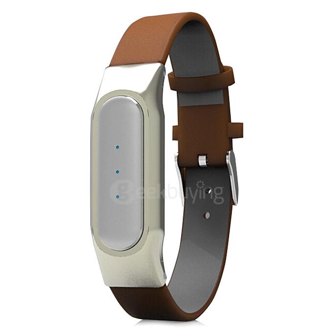 Replacement Xiaomi Band PU Leather Wrist Strap with Stainless Steel Case for Miband 1S Smartband Bracelet - Brown