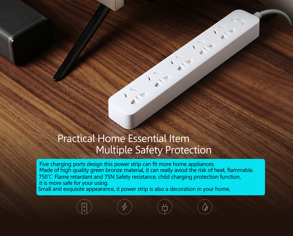 Xiaomi Mi Power Strip Patch Speed Charger Mini Socket Adapter - White