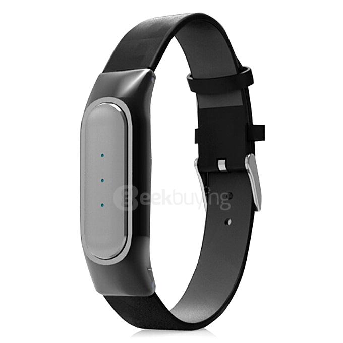 Replacement Xiaomi Band PU Leather Wrist Strap with Stainless Steel Case for Miband 1S Smartband Bracelet - Black